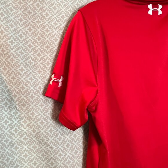 Women's red Under Armour short slv Polo collared shirt Size S - Picture 4 of 5